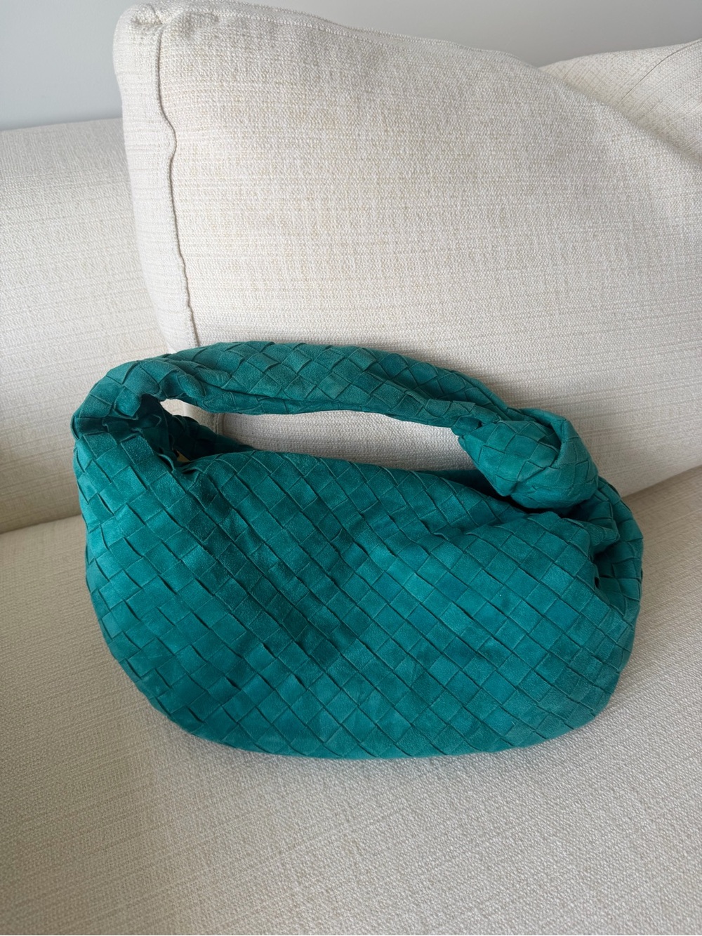 Teal Woven Shoulder Hobo Bag